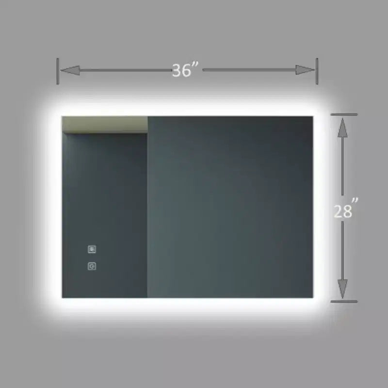 Specchio da bagno elegante con LED da 36X28 pollici, alta luminosità, intensità regolabile tramite touch e interruttore a parete
