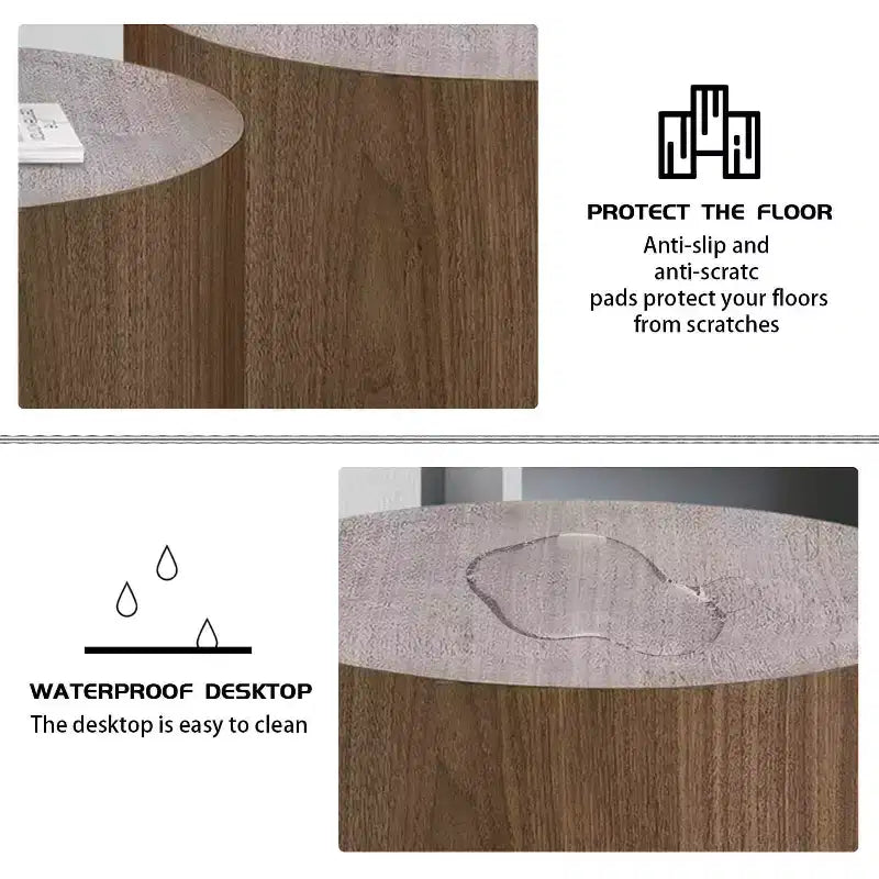 2-Piece Round Coffee Table Set No Assembly Living Room Office Bedroom