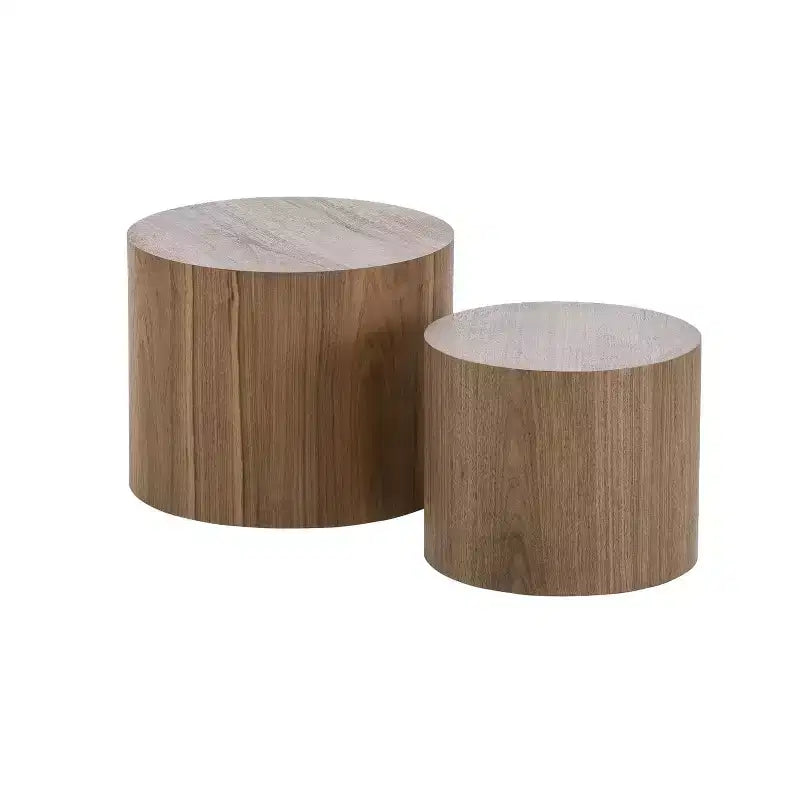 2-Piece Round Coffee Table Set No Assembly Living Room Office Bedroom