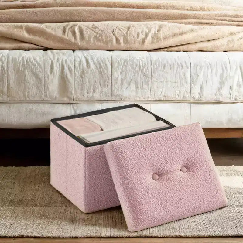 Piccolo poggiapiedi pieghevole con contenitore, 12.2 x 16.1 x 12.2 Inches, robusto e dotato di vano portaoggetti nascosto, supporta fino a 286 lb