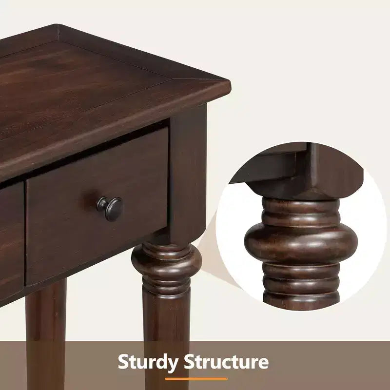 Stolik do przedpokoju w stylu retro, 59.8IN, z 4 szufladami, wąski stolik konsolowy z otwartymi półkami, do salonu i holu, espresso