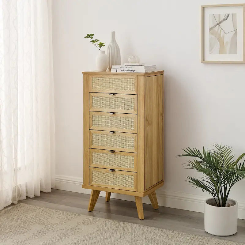 Jewelry Armoire with Storage Drawers and Side Panels - 41 - Brown
