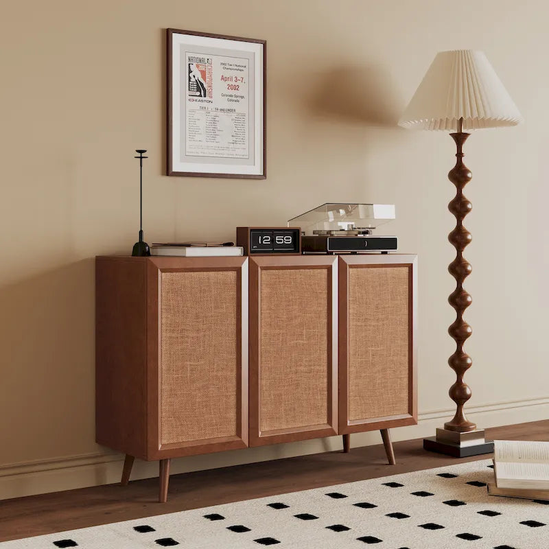 Mobile contenitore da ingresso, mobile porta TV in stile rustico, credenza decorativa con ante e ripiani