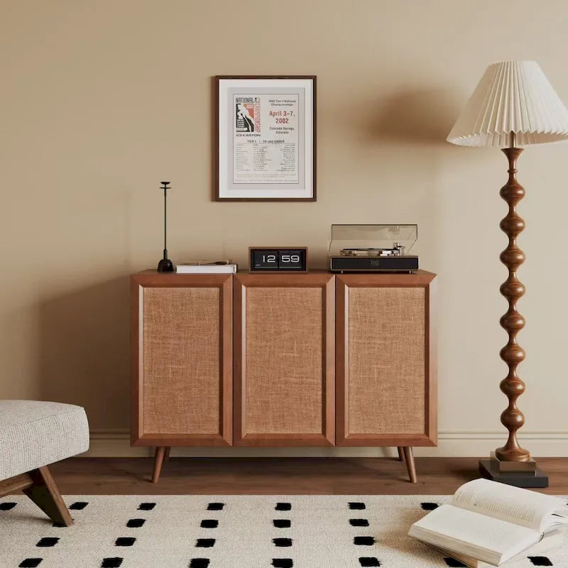 Mobile contenitore da ingresso, mobile porta TV in stile rustico, credenza decorativa con ante e ripiani