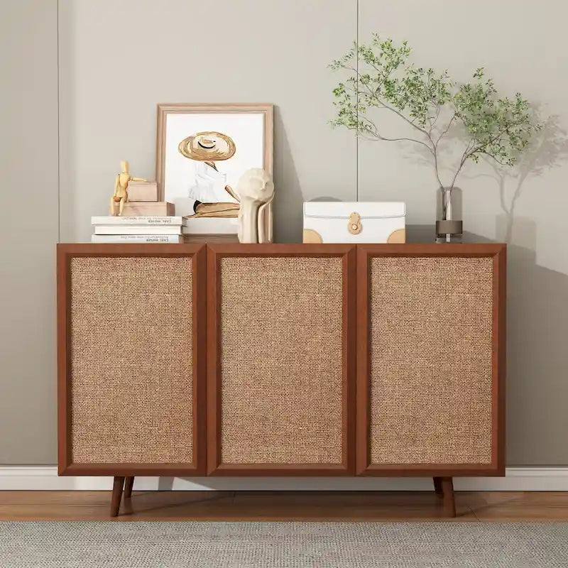 Mobile contenitore da ingresso, mobile porta TV in stile rustico, credenza decorativa con ante e ripiani