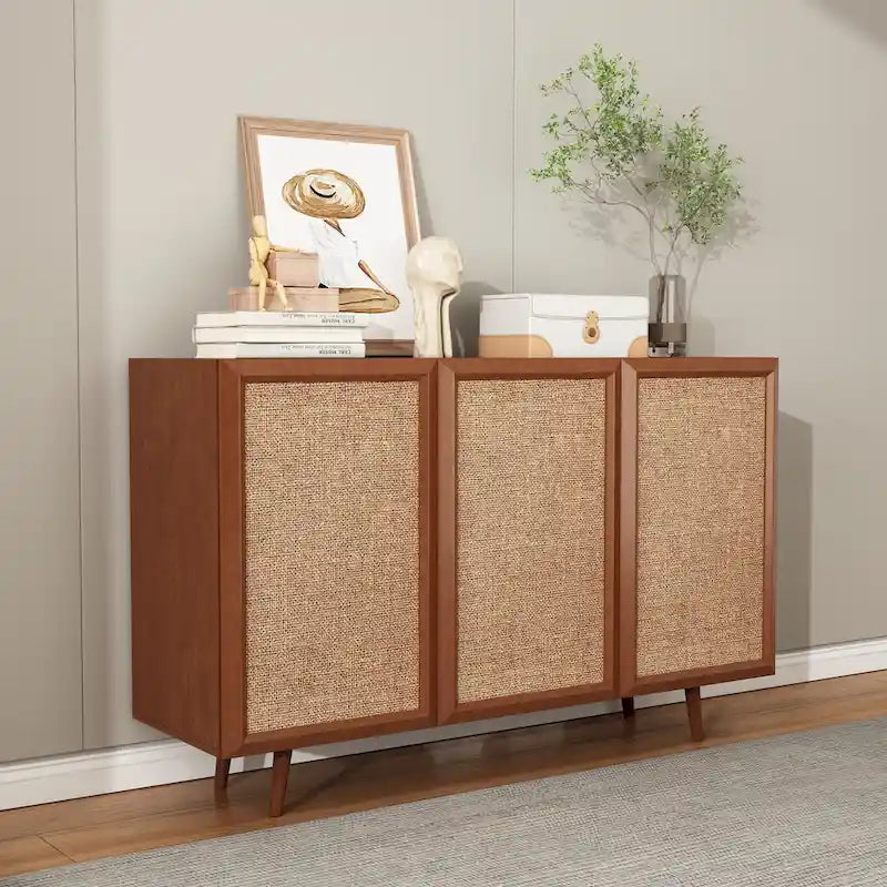 Mobile contenitore da ingresso, mobile porta TV in stile rustico, credenza decorativa con ante e ripiani