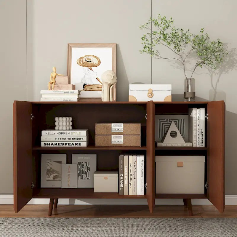 Mobile contenitore da ingresso, mobile porta TV in stile rustico, credenza decorativa con ante e ripiani