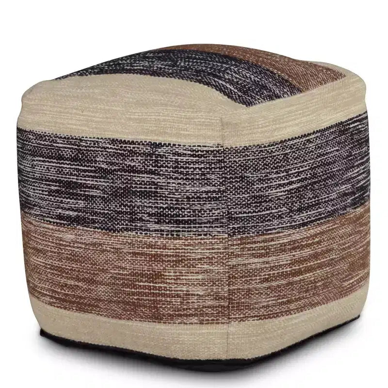 Pouf quadrato intrecciato a mano (beige/marrone/nero)
