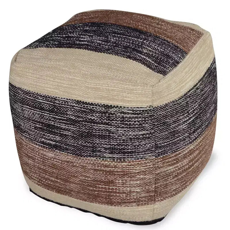 Pouf quadrato intrecciato a mano (beige/marrone/nero)