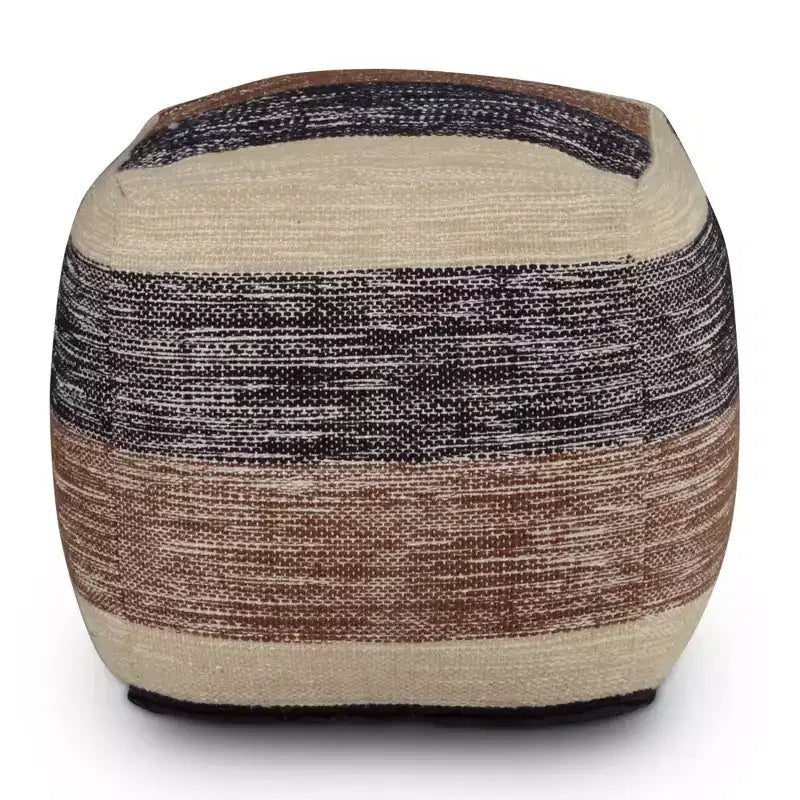 Pouf quadrato intrecciato a mano (beige/marrone/nero)