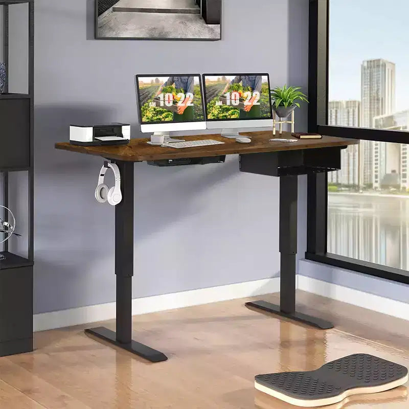 48'' Electric Standing Desk Height Adjustable w/ Control Panel & USB Port Rustic\Walnut