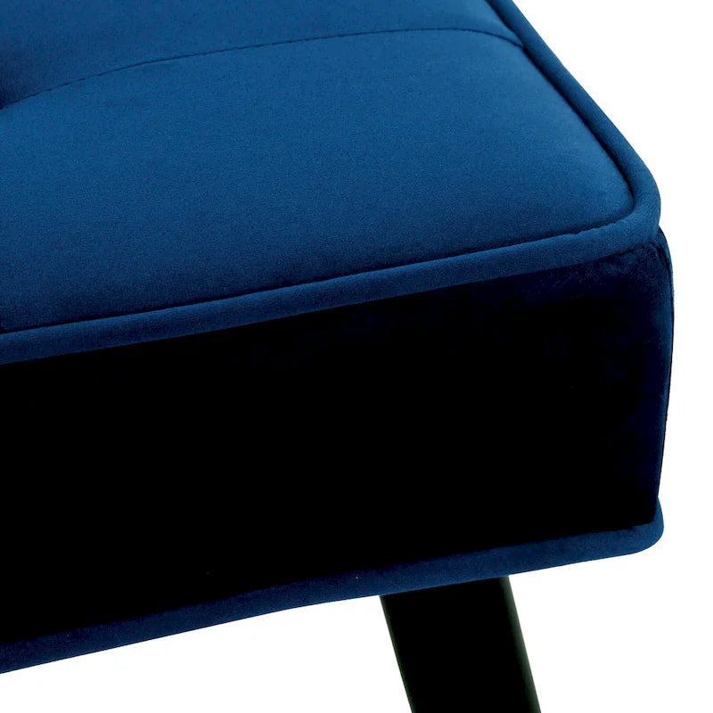 Velvet Upholstered Button Tufted Bench Ottoman