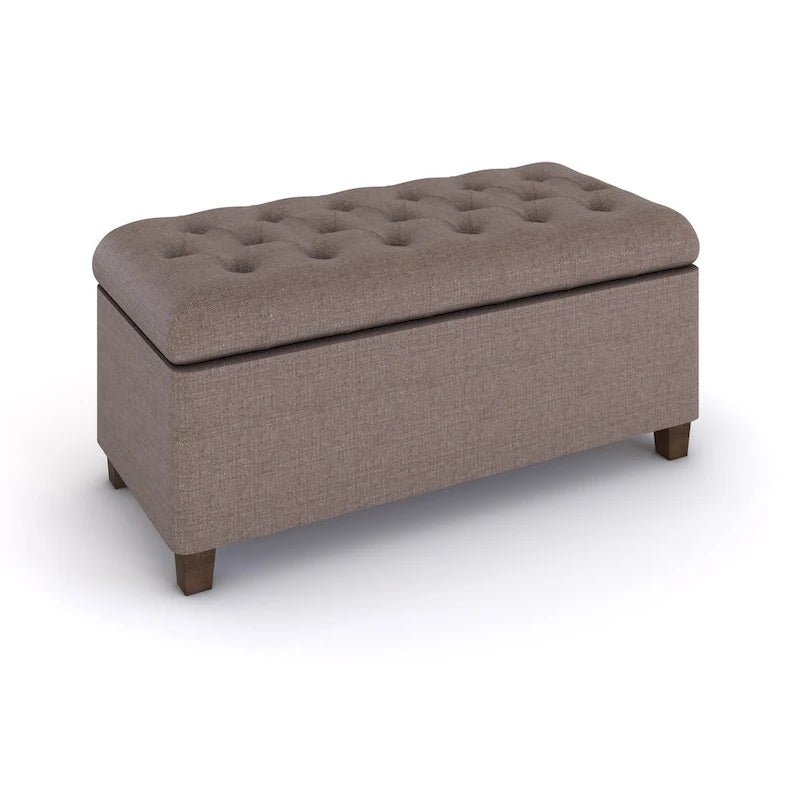 Brown Tufted Storage Bench