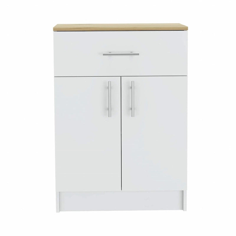 34 Light Oak and White Pantry Cabinet