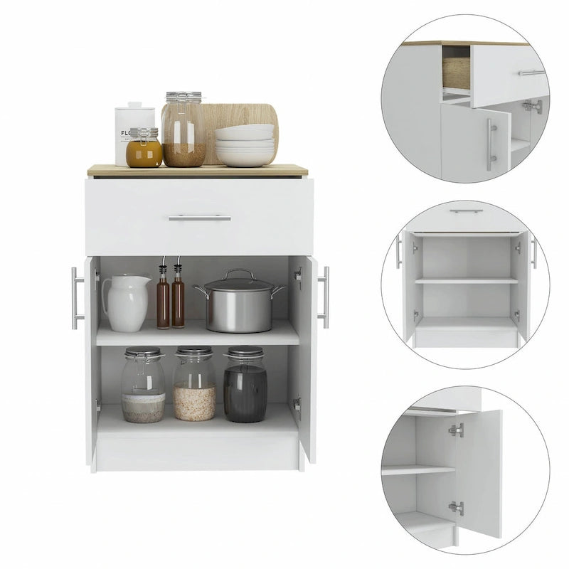 34 Light Oak and White Pantry Cabinet