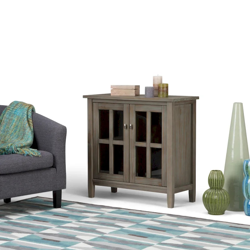Solid Wood 32-Inch Wide Transitional Low Storage Cabinet — 32" W x 14" D x 31" H