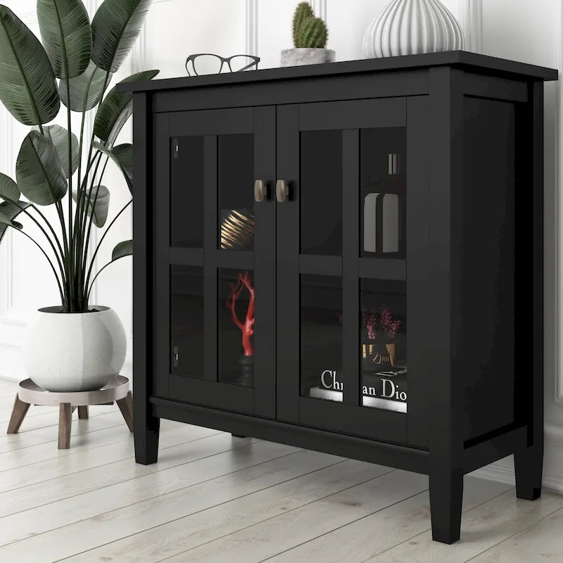 Solid Wood 32-Inch Wide Transitional Low Storage Cabinet — 32" W x 14" D x 31" H