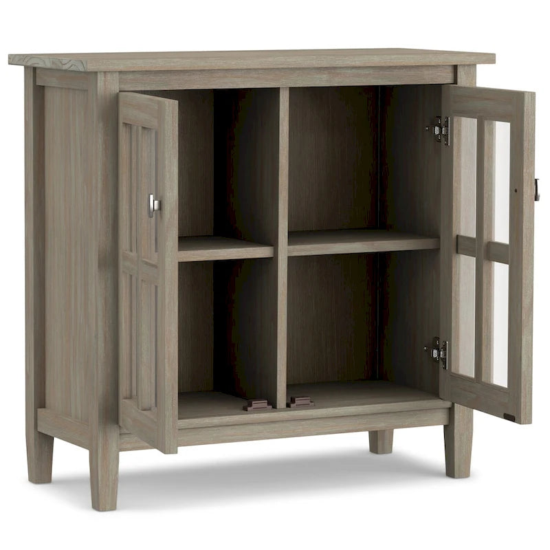 Mobile contenitore basso di transizione in legno massello, largo 32 pollici — 32" W x 14" D x 31" H