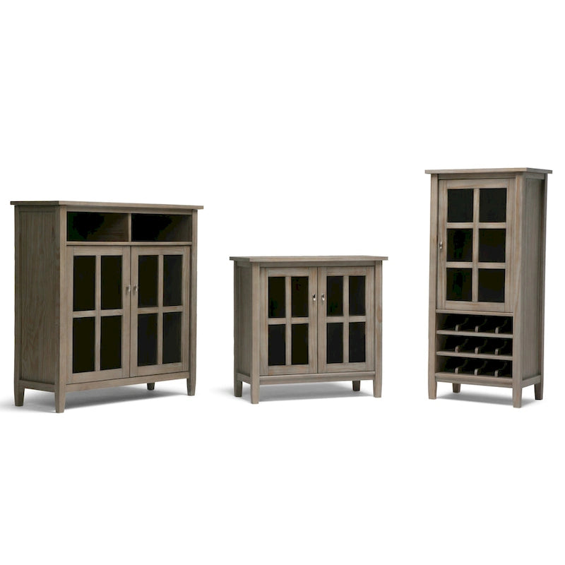 Mobile contenitore basso di transizione in legno massello, largo 32 pollici — 32" W x 14" D x 31" H