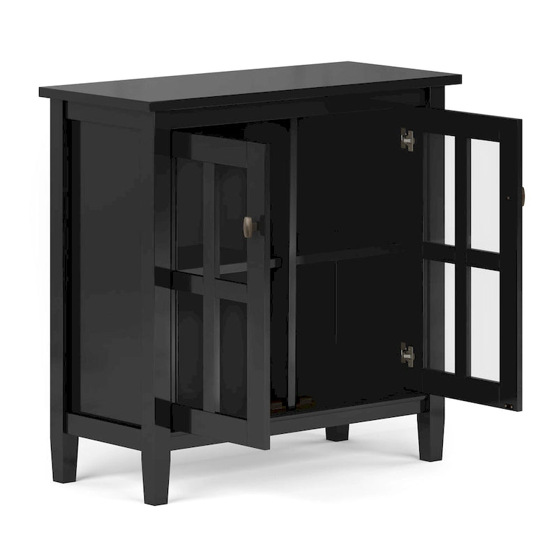 Mobile contenitore basso di transizione in legno massello, largo 32 pollici — 32" W x 14" D x 31" H