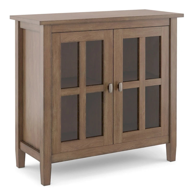Mobile contenitore basso di transizione in legno massello, largo 32 pollici — 32" W x 14" D x 31" H