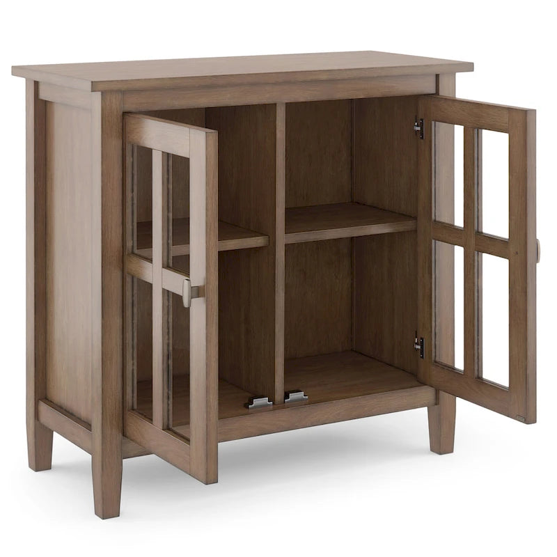 Mobile contenitore basso di transizione in legno massello, largo 32 pollici — 32" W x 14" D x 31" H