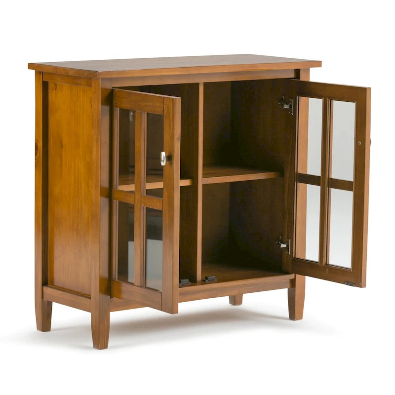 Mobile contenitore basso di transizione in legno massello, largo 32 pollici — 32" W x 14" D x 31" H