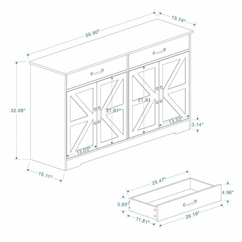 Grande credenza contenitore in stile rustico da 55.91