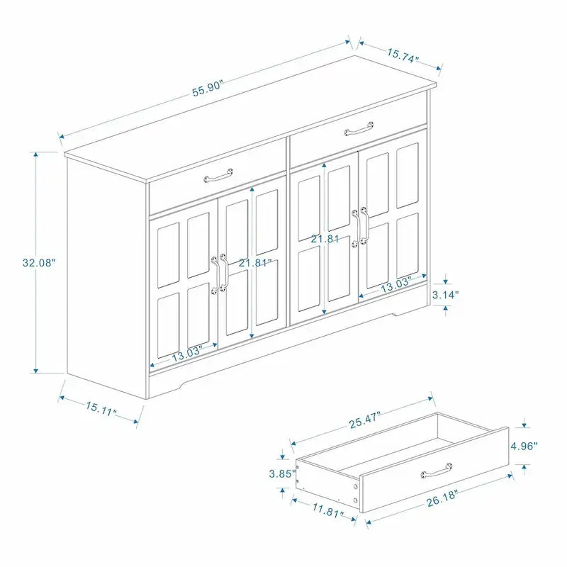 Grande credenza contenitore in stile rustico da 55.91
