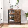Walnut Finish Manufactured Wood 3-Shelf and 1-Door Storage Cabinet