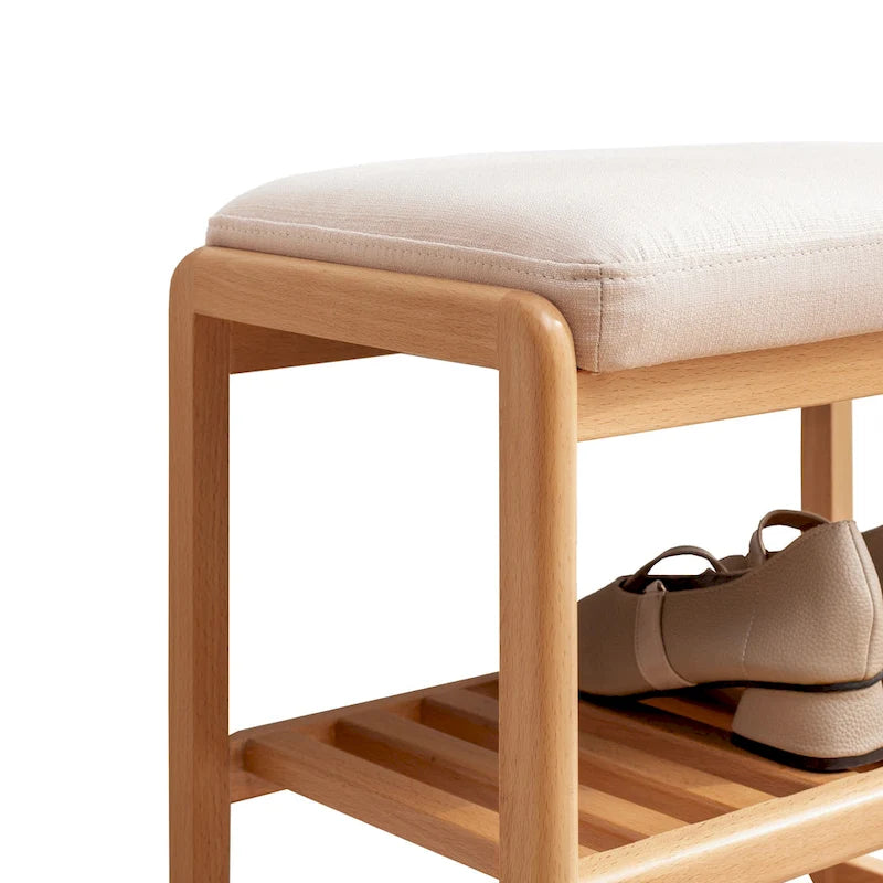 Panca portascarpe in legno con cuscino