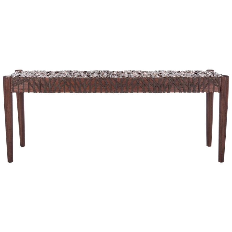 Panca in legno massello e pelle - 47" W x 16" D x 19" H