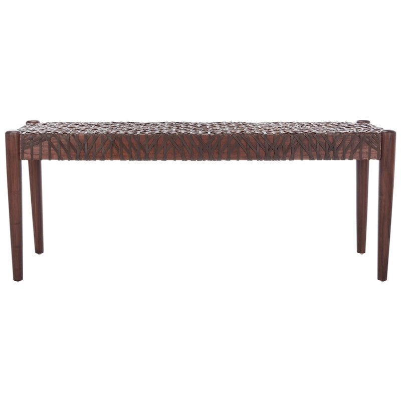 Solid Wood and Leather Bench – 47" W x 16" D x 19" H