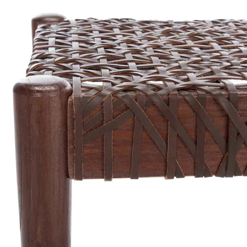 Solid Wood and Leather Bench – 47" W x 16" D x 19" H