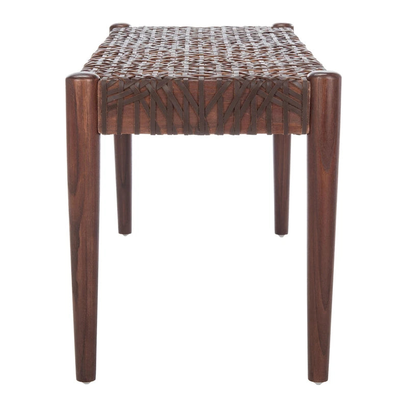 Solid Wood and Leather Bench – 47" W x 16" D x 19" H