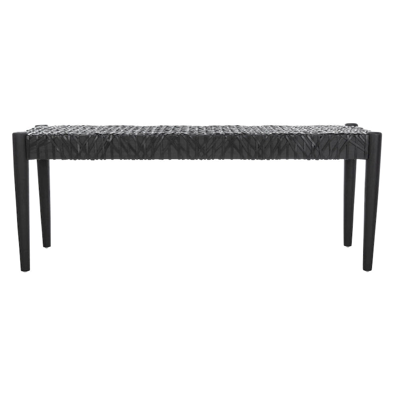 Solid Wood and Leather Bench – 47" W x 16" D x 19" H