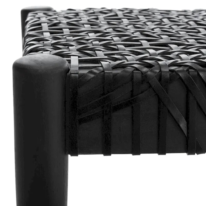 Solid Wood and Leather Bench – 47" W x 16" D x 19" H
