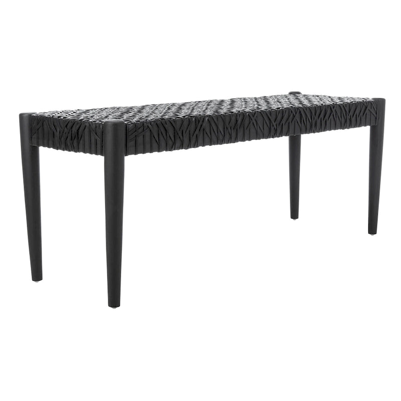 Solid Wood and Leather Bench – 47" W x 16" D x 19" H