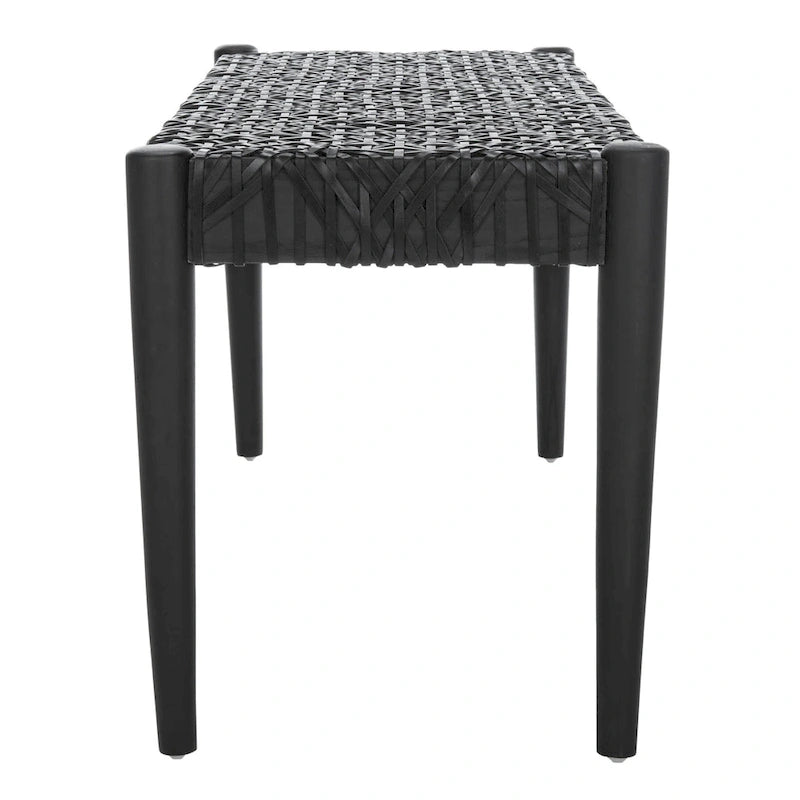 Solid Wood and Leather Bench – 47" W x 16" D x 19" H