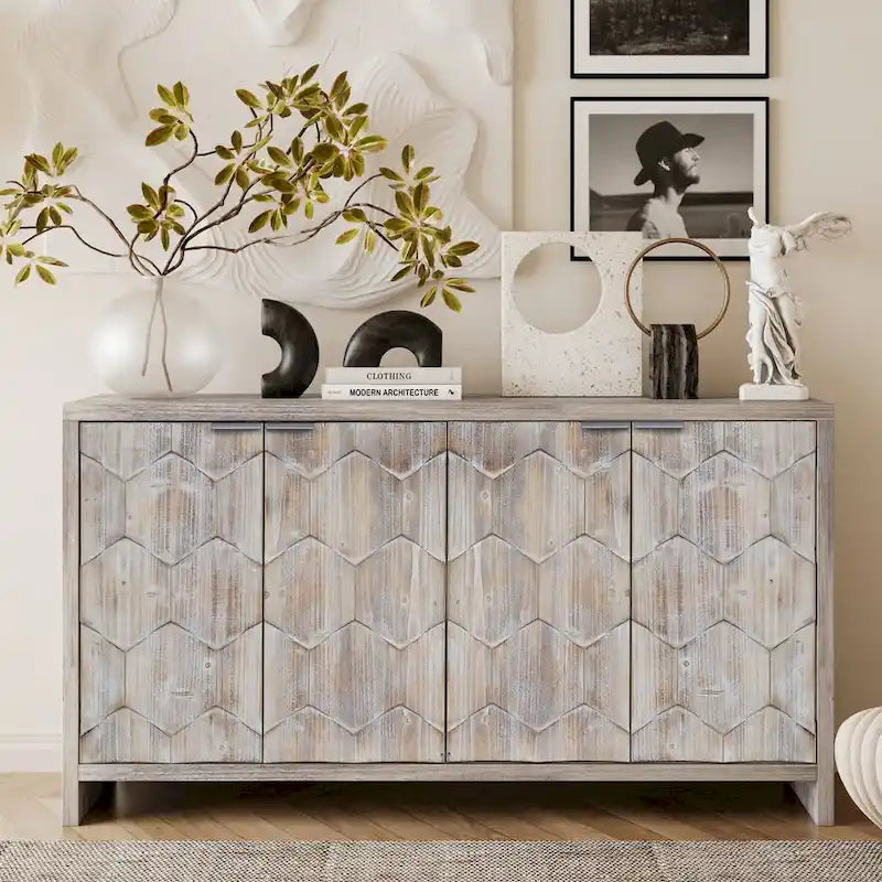 Credenza decorativa in legno stile rustico