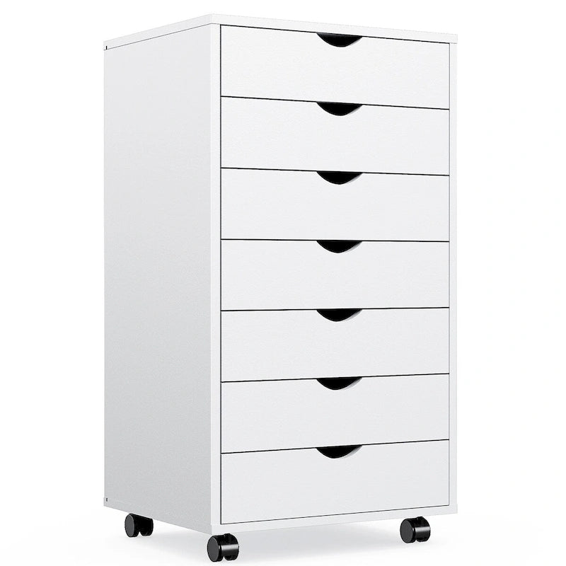 7-Drawer Storage Unit – Wooden Storage Cabinet with Wheels / Mobile Office Organizer