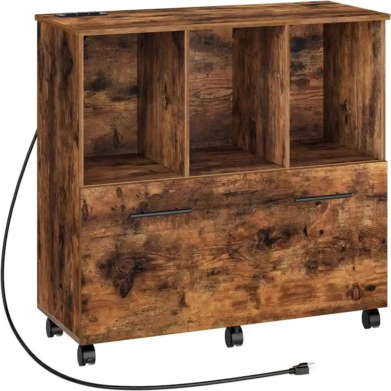 Mobilna boczna szafka na dokumenty ze stacją ładowania - 14.2D x 31.5W x 26.6H