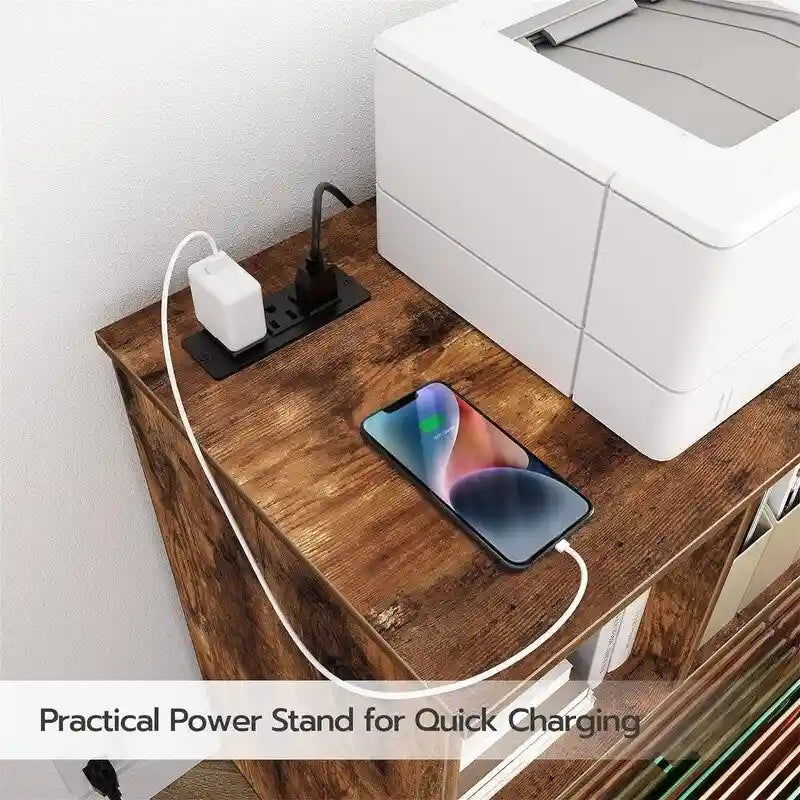 Mobilna boczna szafka na dokumenty ze stacją ładowania - 14.2D x 31.5W x 26.6H