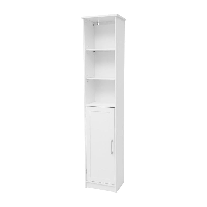 Colonna moderna autoportante per biancheria, con ripiani e anta a chiusura magnetica